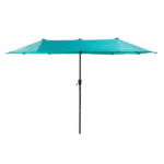 Outdoor Patio 13 ft. Width x 6.5 ft. Length Rectangular Market Umbrella in Teal Color