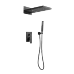Matte Black Wall Mounted Rectangular Rainfall Shower Head with Handheld Shower for Bathroom