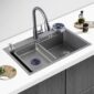 KX7545-02S-Gray Stainless Steel Kitchen Sink with faucet (4)