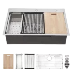 33 Drop In Kitchen Sink - 33X22 Stainless Steel Drop In Sink Ledge Workstation Topmount Kitchen Sink Single Bowl, 18 Gauge
