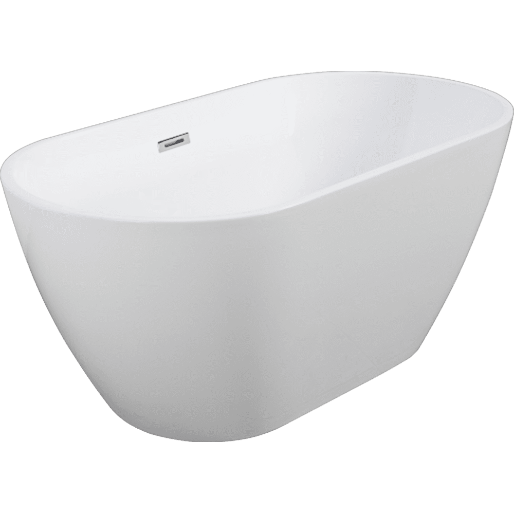 55 Inch Sleek White Acrylic Freestanding Soaking Bathtub 1438