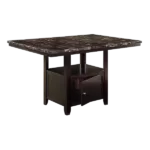 Dining Room 1pc Counter Height Table w Shelve Storage Base Faux Marble Top Birch wood MDF Dining Table