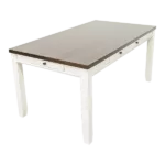 Classic Dining Room Furniture Rectangular Dining Table 1pc Dining Table Only White Rubberwood Walnut Acacia Veneer Table Top w Pull out Drawers
