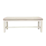 White Classic Beige Fabric Cushion Seats Bench Ideal For Dining Room Furniture