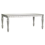 Glamourous Silver Finish Rectangular Dining Table 1pc Draw Leaf Mirror Trim Apron Dining Room Furniture