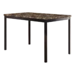 Simple Style Dining Table 1pc Brown Faux Marble Table Top Black Metal Finish Frame Transitional Dining Furniture
