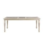Traditional Design Silver Finish Dining Table 1pc Extension Leaf Glass Insert Top Formal Dining Room Furniture