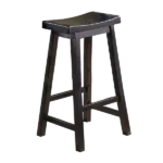 Black Finish 29-inch Bar Height Stools Set of 2pc Saddle Seat Solid Wood Casual Dining Home Furniture