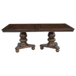 Traditional Dining Table 1pc Brown Cherry Finish Double Pedestal Base Separate Extension Leaf Dining Furniture