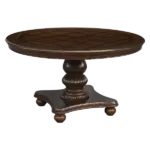 Traditional Dining Table 1pc Brown Cherry Finish Pedestal Base Round Table Dining Room Furniture