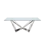 ACME Dekel Dining Table, Clear Glass & Stainless Steel