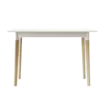 Modern Dining Table 47 Inch Kitchen Table Rectangular Top with Solid Wood Leg-White