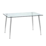 Modern Minimalist Rectangular Glass Dining Table for 4-6 with 0.31" Tempered Glass Tabletop and Silver plating Metal Legs, Writing Table Desk, for Kitchen Dining Living Room, 51" *31"* 30" .F-1544
