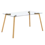 Glass dining table modern minimalist rectangle, suitable for 4-6 people, equipped with 0.31 "tempered glass tabletop and metal legs, writing desk, suitable for kitchen, dining room, and living room