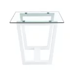 Glass Dining Table Large Modern Minimalist Rectangular for 6-8 with 0.4" Tempered Glass Tabletop and white MDF Trapezoid Bracket,For Kitchen Dining Living Meeting Room Banquet Hall F-1550
