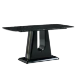 A modern, minimalist, and luxurious table. A black imitation marble tabletop with MDF U-shaped legs. Dining table, computer table. For restaurants and living rooms 63" * 35.4"* 30" F-U