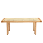 Modern and minimalist rectangular rattan tabletop with rubber wooden legs, imitation rattan woven Chinese side table, suitable for small rectangular tables in living rooms, dining rooms, and bedrooms