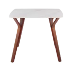 Folia Mid-Century Modern Dinette Table in Walnut Wood and White Textured Marble by LumiSource