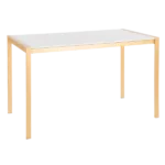 Fuji Modern/Glam Dining Table in Gold Metal with White Marble Top by Lumisource