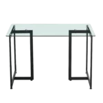 Iron Dining Table with Tempered Glass Top and Black legs