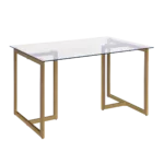 Iron Dining Table with Clear Tempered Glass Top