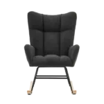 Metal Frame Teddy Fabric Grey Rocking Chair of Wooden Legs Ideal for Living Room & Bedroom