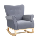 Stylish Gray Velvet Rocking Chair of  Rubber Wood Frame and Legs Ideal for Living Room & Bedroom