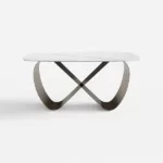 Snow Mountain Butterfly Shaped Base Sintered Stone Dining Table