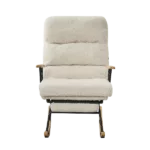 Metal Frame Teddy Fabric Beige Rocking Chair of Wooden Legs Ideal for Living Room & Bedroom