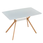 Modern Minimalist StyleDining Table MDF Anti-Scratch Top Metal Shelf Metal Heat Transfer Legs Leveling Feet For Dining Room Kitchen Office Table X 1(White)