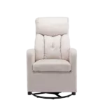 022-Linen Fabric Swivel Rocking Chair Gilder Chair With Pocket,Beige