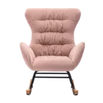 Luxurious Pink Velvet Rocking Chair - Metal Frame, Wooden Legs - Stylish Comfort for Any Room