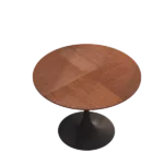 Modern OAK Round Dining Table with WoodenTop and Metal Base For Dining Room