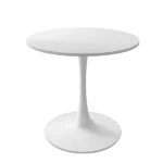 Modern White Round Dining Table with Round MDF Table Top,Metal Base For Dining Room