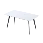Modern White 63 Inches Rectangular Dining Table of Metal Legs For Dining Room