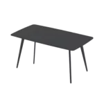 Modern Black Sintered Stone Rectangular Dining Table of Metal Legs For Dining Room