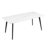 Modern White Rectangular Dining Table of Metal Legs For Dining Room