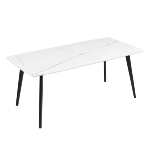 Modern White Rectangular Dining Table of Metal Legs For Dining Room