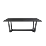 Modern Matt black Rectangular MDF Dining Table with Metal Pedstal Base for Dining Room