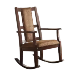 Stylish Brown Fabric Rocking Chair of Wooden Frame And Legs Ideal for Living Room & Bedroom
