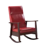 Red PU Espresso Rocking Chair of Wooden Frame And Legs Ideal for Living Room & Bedroom