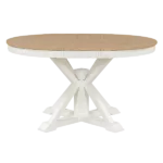 Modern Oak Natural Wood And Off White Solid Wood Round Dining Table With  12" Leaf For Dining Room