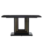 Rectangular 63" Marble Dining Table, Luxurious Dining Room Table with Faux Marble Top and U-Shape MDF Base, Modern Kitchen Dining Table for Kitchen Living Dining Room