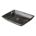 Modern Tempered Glass Rectangular Vessel Bathroom Sink in Black
