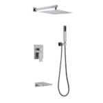 Wall Mounted Square Rainfall Shower System in Cement Gray With Hand Shower