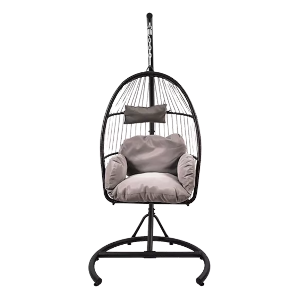 Metal Outdoor Hanging Egg Chair with Stand in Gray