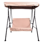 Modern 57.5 W in. 2-Seat Beige Metal Swing Chair with Adjustable Canopy