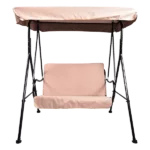 Modern 57.5 W in. 2-Seat Beige Metal Swing Chair with Adjustable Canopy