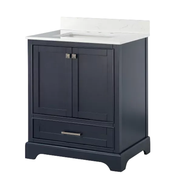 30"W Freestanding Single Bathroom Vanity  with 	Navy Blue Ceramic sink