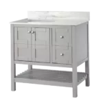 Freestanding 36"W Gray Color Bathroom Vanity with White Ceramic Sink